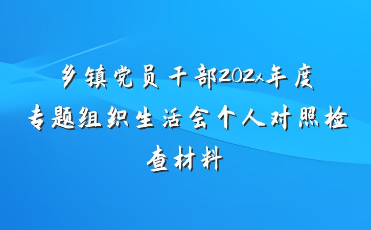 乡镇党员干部202x年度专题组织生活会个人对照检查材料
