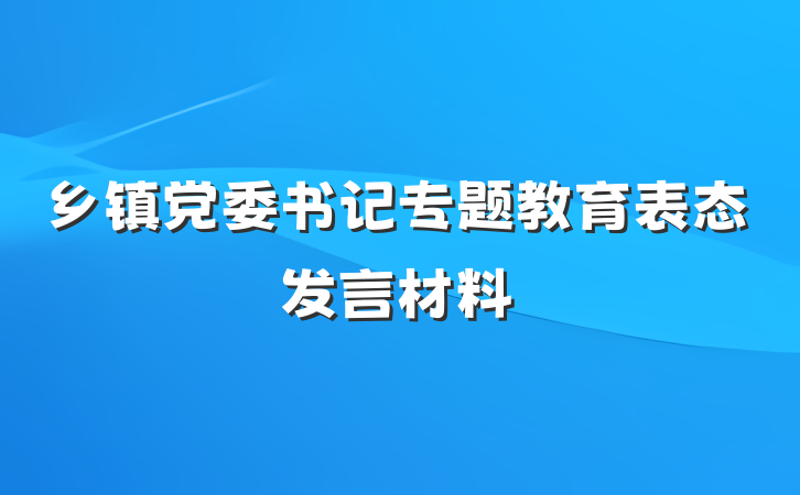 乡镇党委书记专题教育表态发言材料