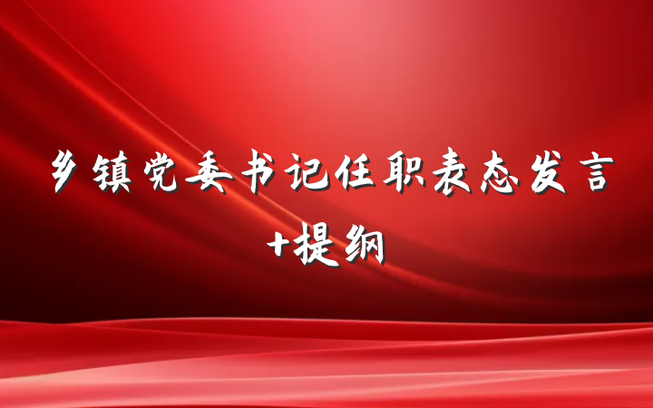 乡镇党委书记任职表态发言 提纲