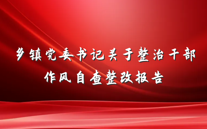 乡镇党委书记关于整治干部作风自查整改报告