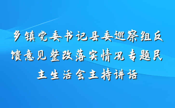 乡镇党委书记县委巡察组反馈意见整改落实情况专题民主生活会主持讲话
