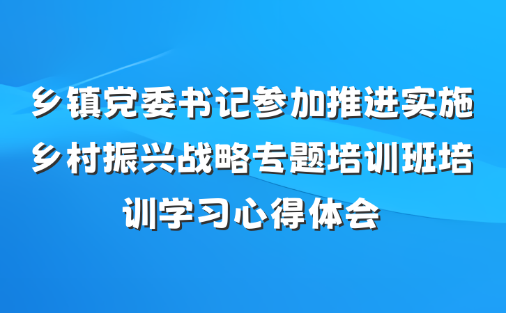 乡镇党委书记参加推进实施乡村振兴战略专题培训班培训学习心得体会