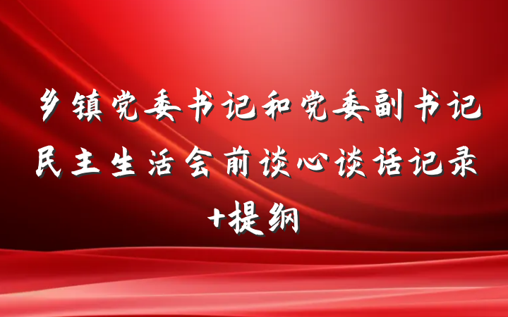 乡镇党委书记和党委副书记民主生活会前谈心谈话记录 提纲
