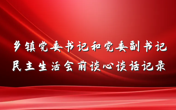 乡镇党委书记和党委副书记民主生活会前谈心谈话记录
