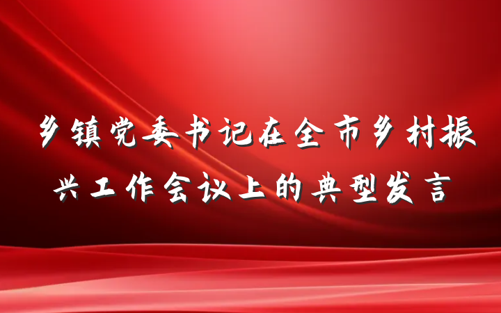 乡镇党委书记在全市乡村振兴工作会议上的典型发言