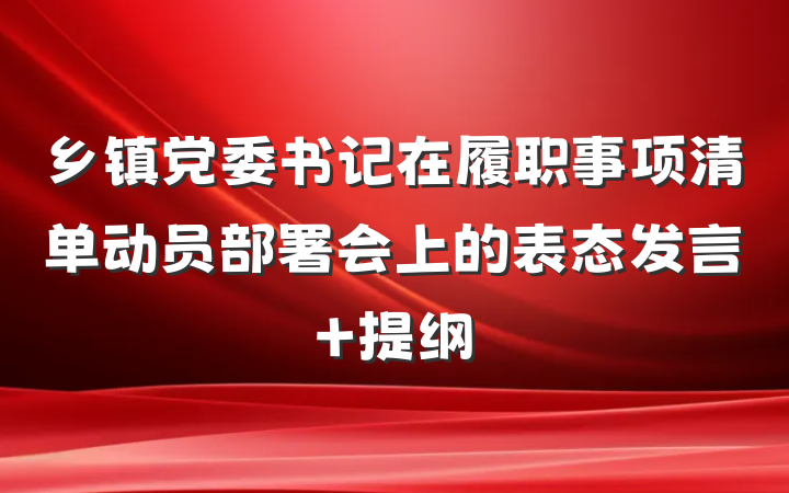 乡镇党委书记在履职事项清单动员部署会上的表态发言 提纲