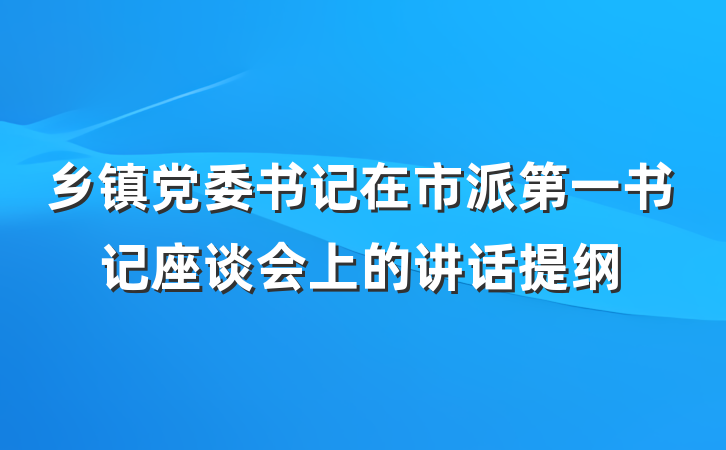 乡镇党委书记在市派第一书记座谈会上的讲话提纲