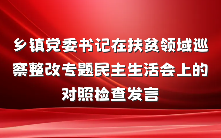 乡镇党委书记在扶贫领域巡察整改专题民主生活会上的对照检查发言
