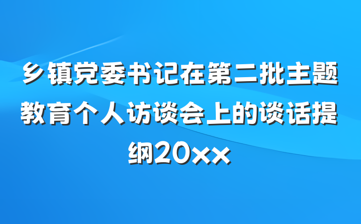 乡镇党委书记在第二批主题教育个人访谈会上的谈话提纲20xx