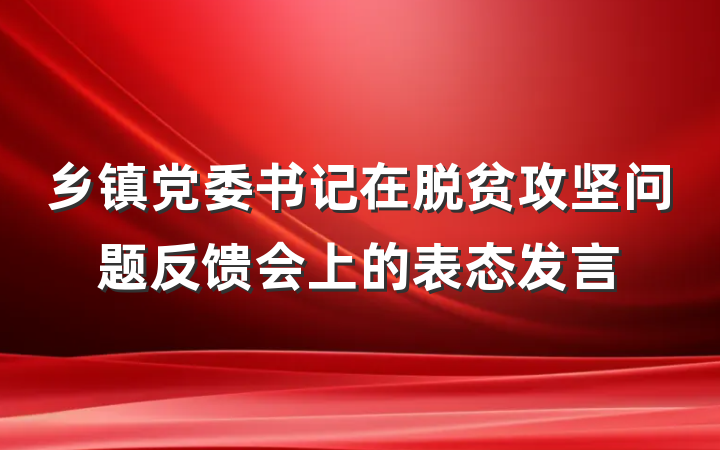 乡镇党委书记在脱贫攻坚问题反馈会上的表态发言