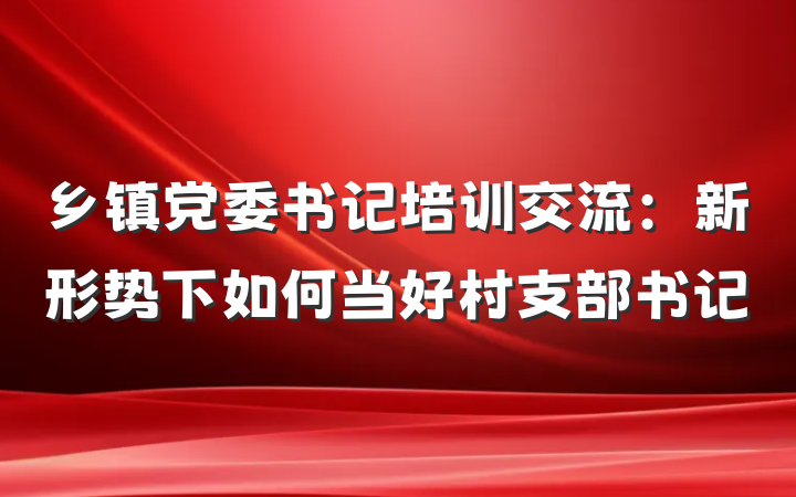 乡镇党委书记培训交流：新形势下如何当好村支部书记