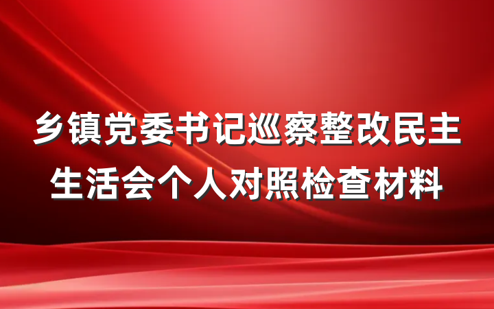 乡镇党委书记巡察整改民主生活会个人对照检查材料