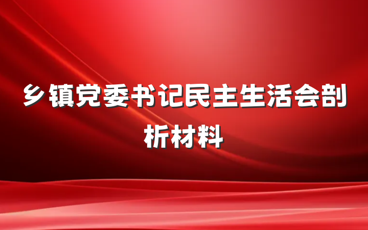 乡镇党委书记民主生活会剖析材料