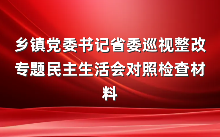 乡镇党委书记省委巡视整改专题民主生活会对照检查材料