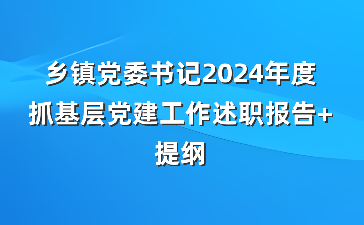 乡镇党委书记2024年度抓基层党建工作述职报告 提纲
