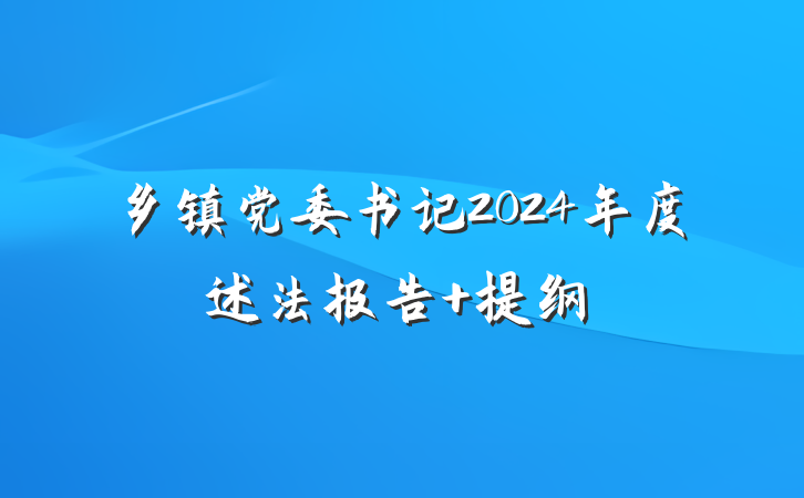 乡镇党委书记2024年度述法报告 提纲