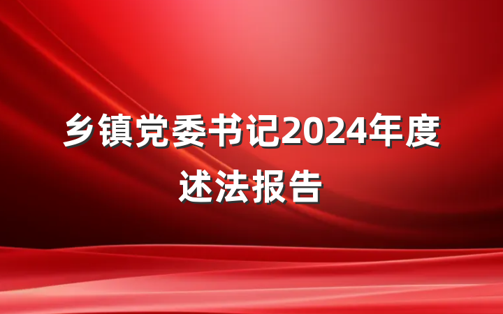 乡镇党委书记2024年度述法报告