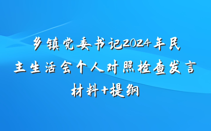 乡镇党委书记2024年民主生活会个人对照检查发言材料 提纲