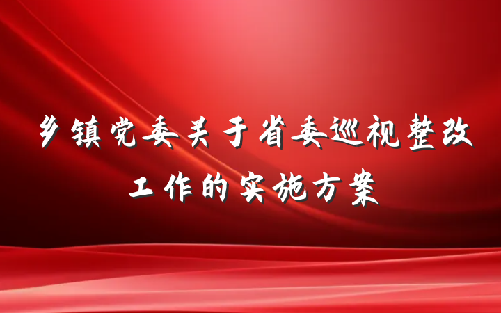 乡镇党委关于省委巡视整改工作的实施方案
