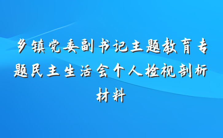 乡镇党委副书记主题教育专题民主生活会个人检视剖析材料