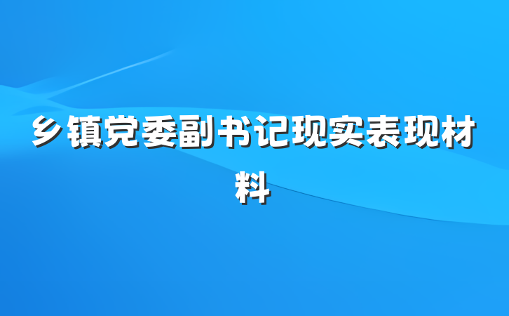 乡镇党委副书记现实表现材料
