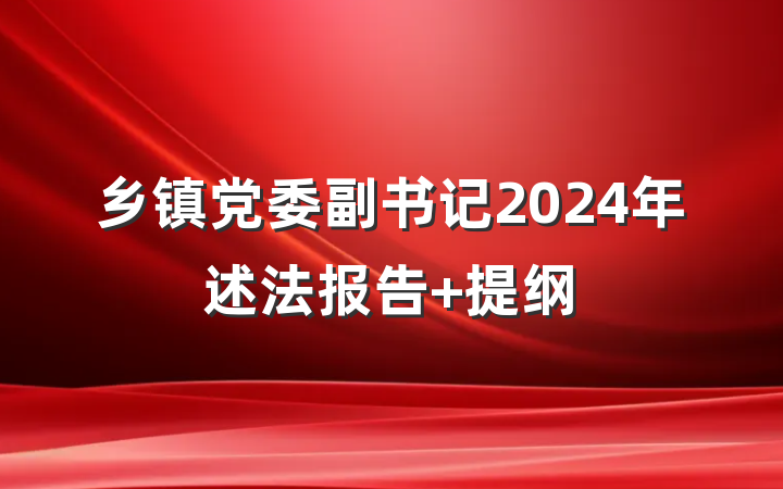 乡镇党委副书记2024年述法报告 提纲