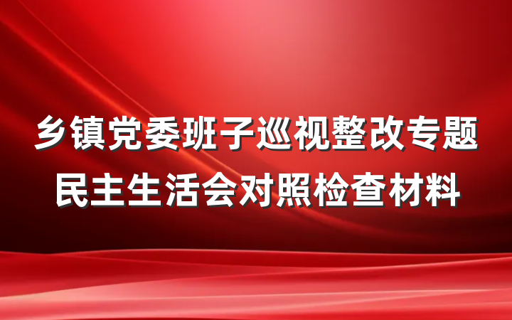 乡镇党委班子巡视整改专题民主生活会对照检查材料
