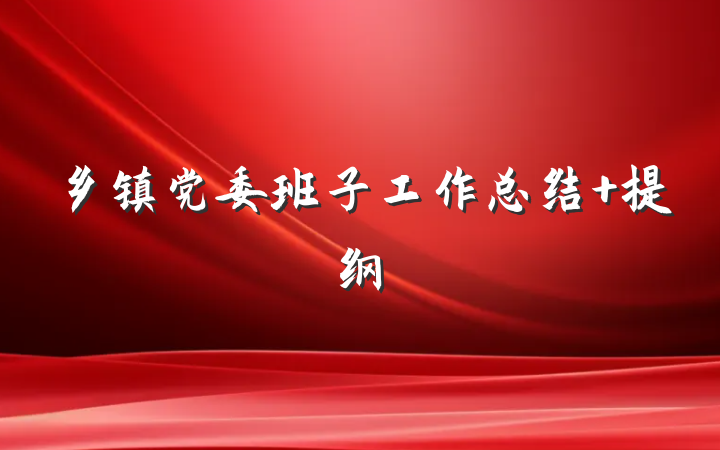 乡镇党委班子工作总结 提纲