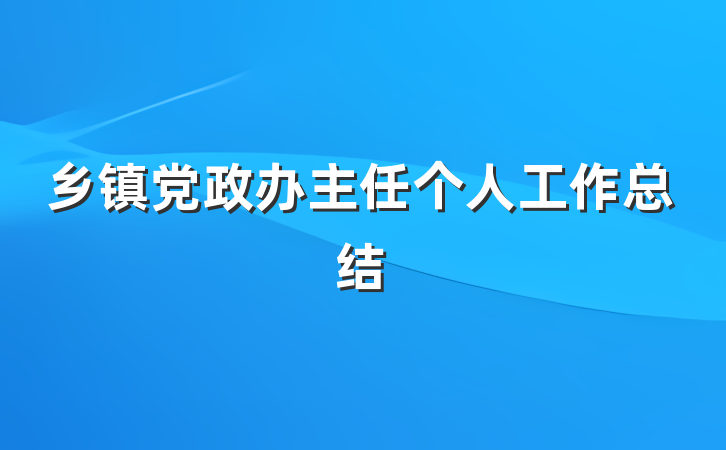 乡镇党政办主任个人工作总结