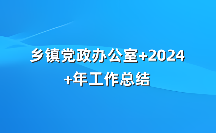 乡镇党政办公室 2024 年工作总结