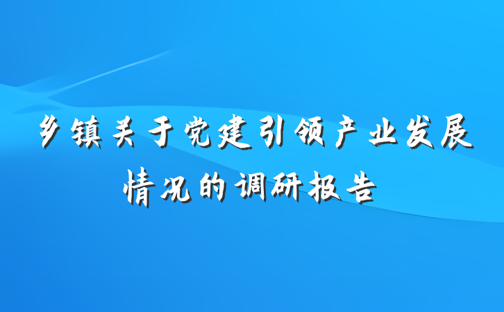 乡镇关于党建引领产业发展情况的调研报告