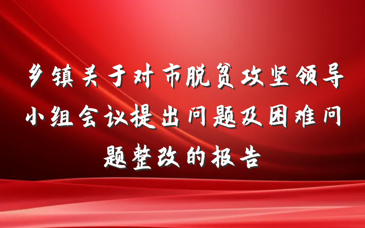 乡镇关于对市脱贫攻坚领导小组会议提出问题及困难问题整改的报告