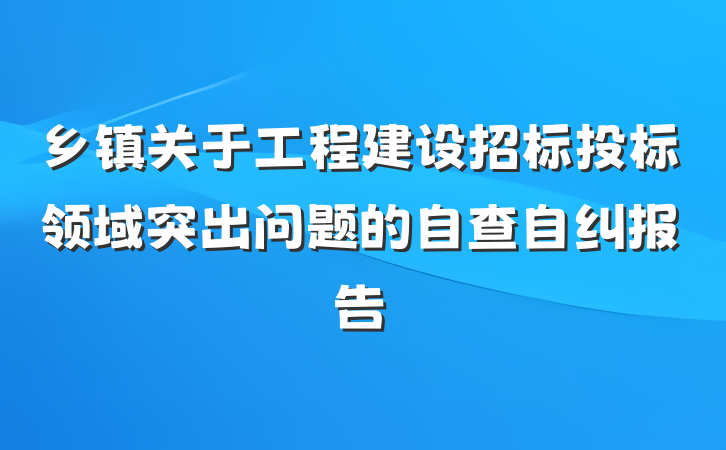 乡镇关于工程建设招标投标领域突出问题的自查自纠报告