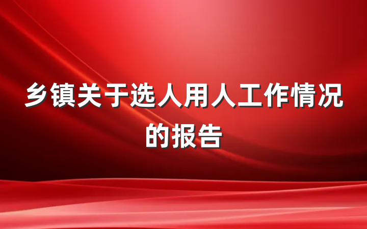 乡镇关于选人用人工作情况的报告