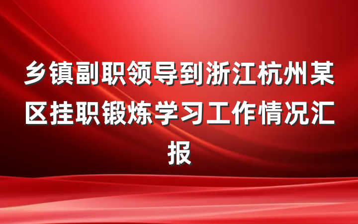 乡镇副职领导到浙江杭州某区挂职锻炼学习工作情况汇报