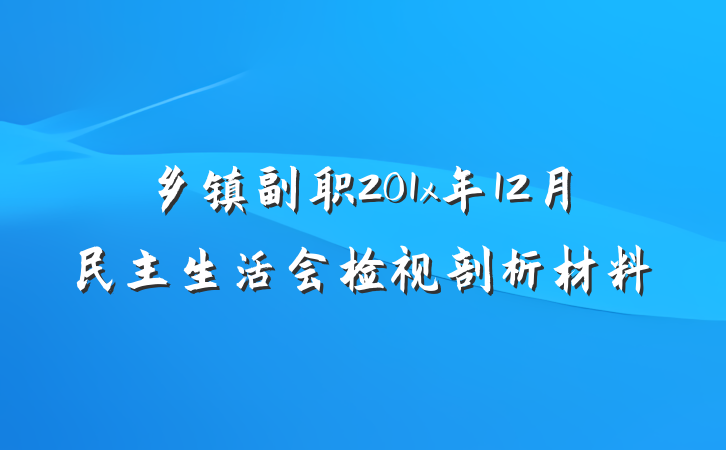 乡镇副职201x年12月民主生活会检视剖析材料
