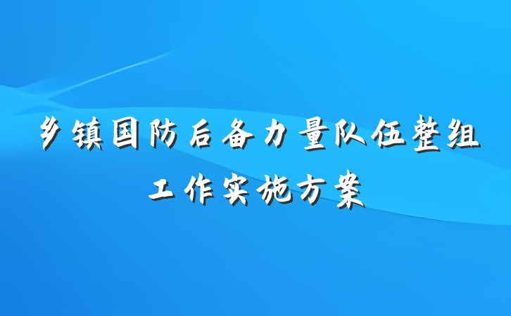 乡镇国防后备力量队伍整组工作实施方案