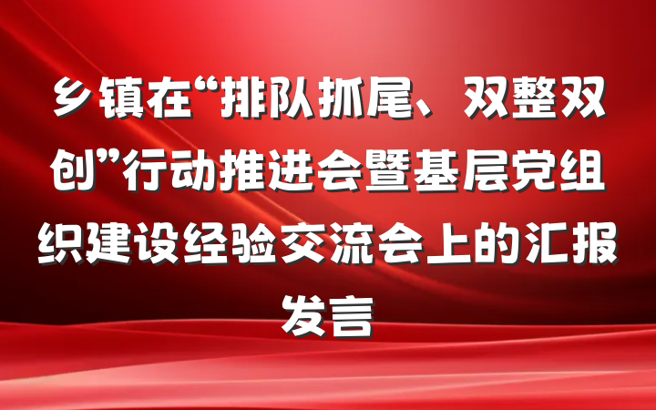 乡镇在“排队抓尾、双整双创”行动推进会暨基层党组织建设经验交流会上的汇报发言