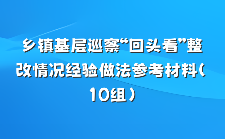 乡镇基层巡察“回头看”整改情况经验做法参考材料（10组）