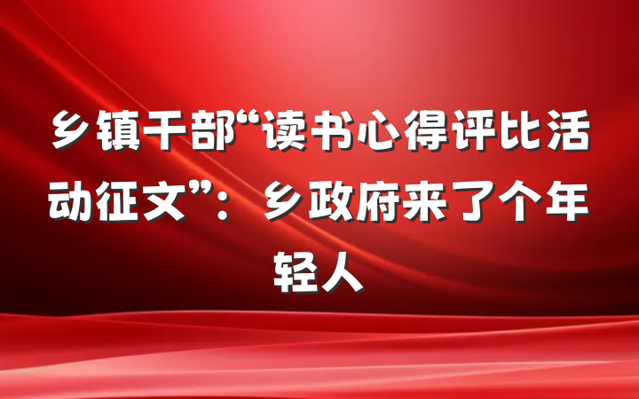 乡镇干部“读书心得评比活动征文”：乡政府来了个年轻人