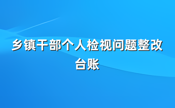乡镇干部个人检视问题整改台账