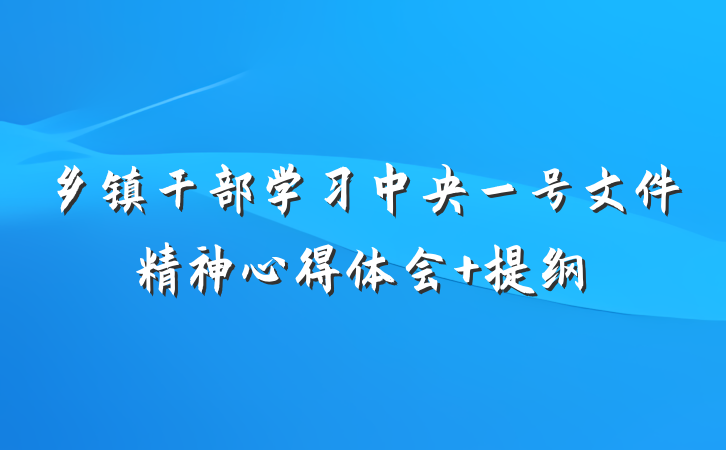 乡镇干部学习中央一号文件精神心得体会 提纲