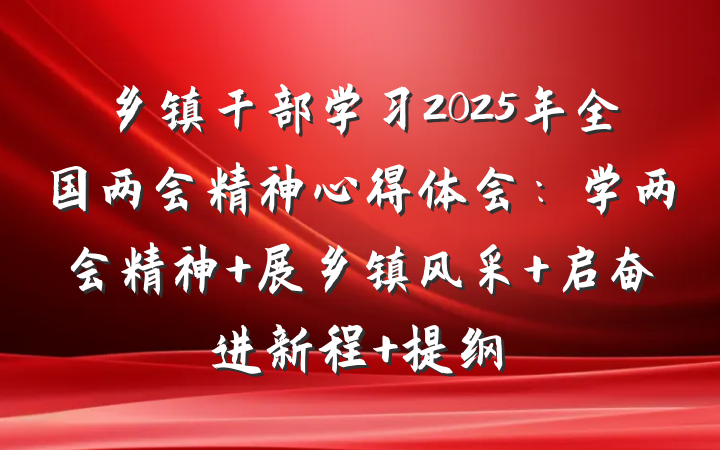 乡镇干部学习2025年全国两会精神心得体会：学两会精神 展乡镇风采 启奋进新程 提纲