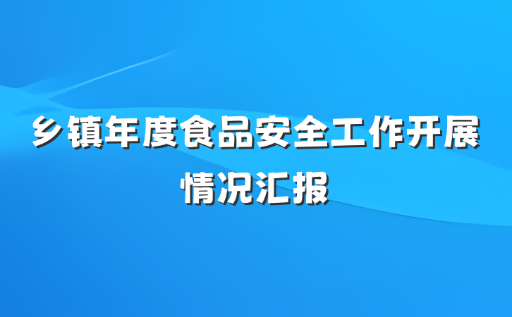 乡镇年度食品安全工作开展情况汇报