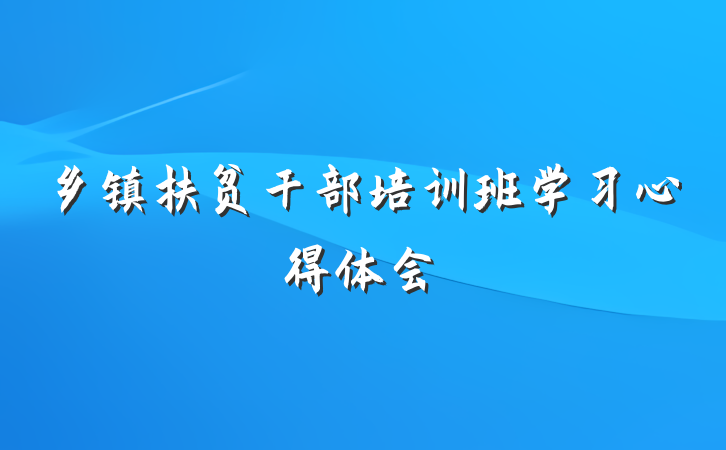乡镇扶贫干部培训班学习心得体会
