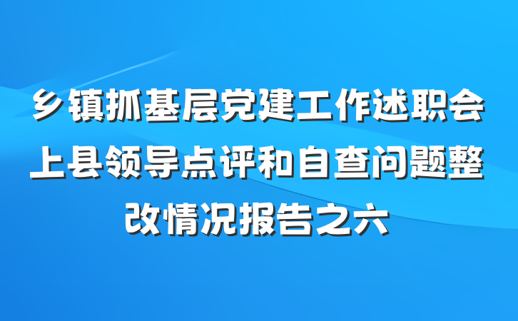乡镇抓基层党建工作述职会上县领导点评和自查问题整改情况报告之六