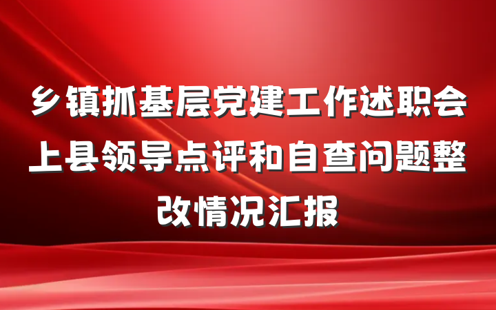 乡镇抓基层党建工作述职会上县领导点评和自查问题整改情况汇报