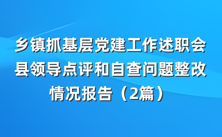 乡镇抓基层党建工作述职会县领导点评和自查问题整改情况报告（2篇）