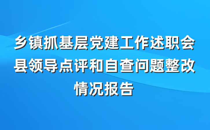 乡镇抓基层党建工作述职会县领导点评和自查问题整改情况报告