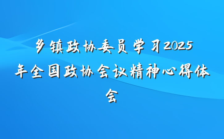 乡镇政协委员学习2025年全国政协会议精神心得体会